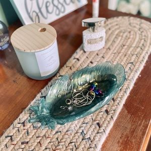 Handmade Pine Resin Feather Jewelry Trinket Dish